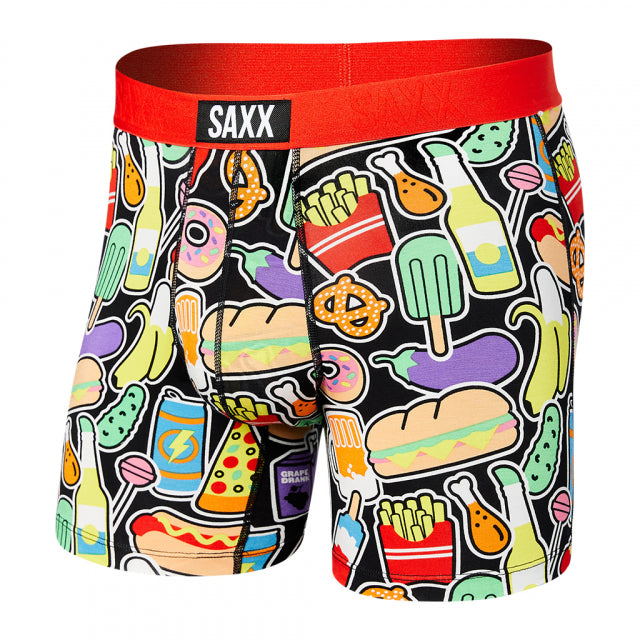 Saxx Underwear Mens Vibe Boxer Brief SSM Sticker Snacks-Multi