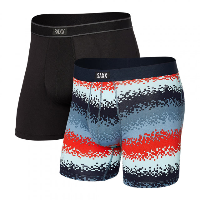 Saxx Underwear Co. M Daytripper BB FLY 2pk TR Tech Rec Stripe/Black / S