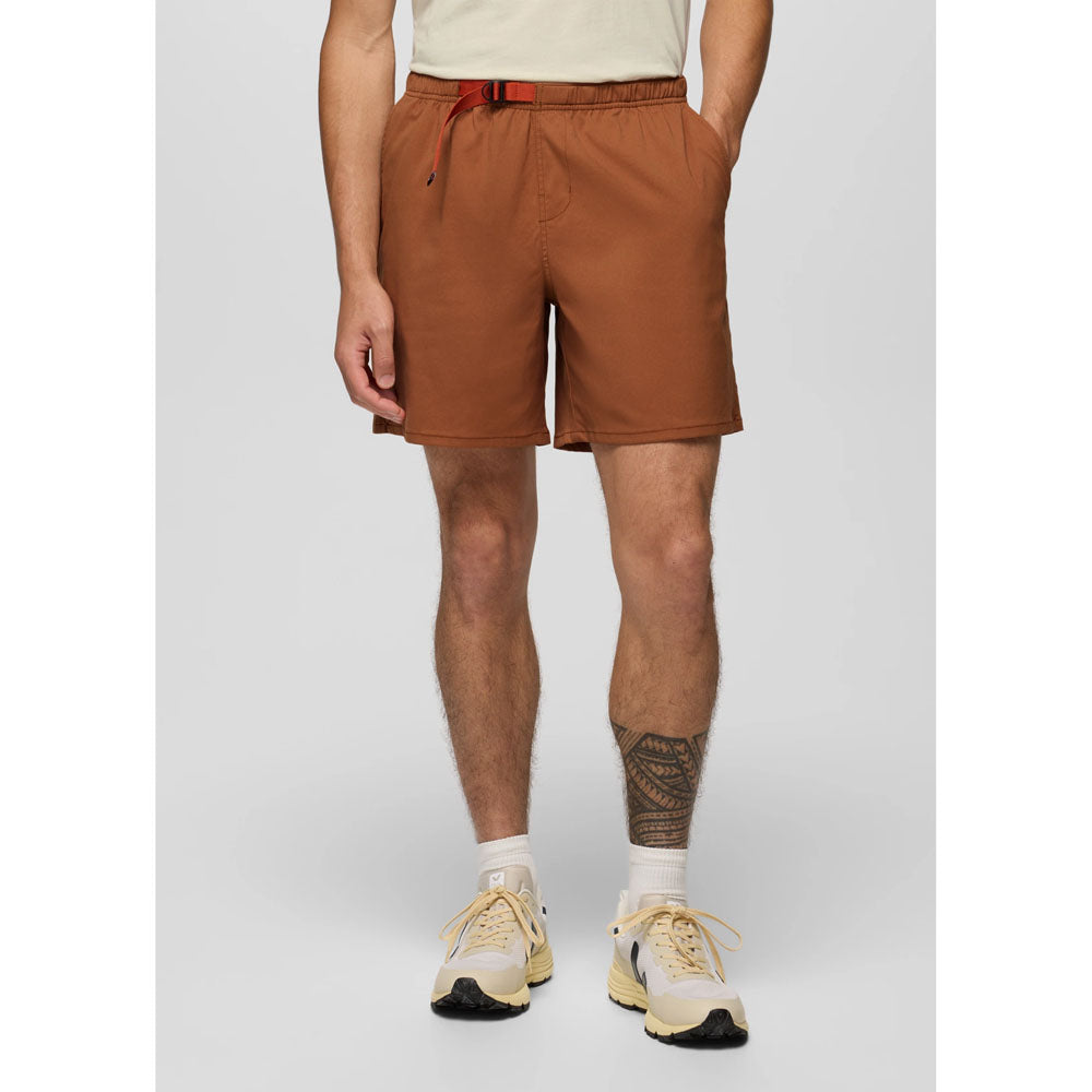 Prana Mens Stretch Zion Pull On Short - 7 Tawny