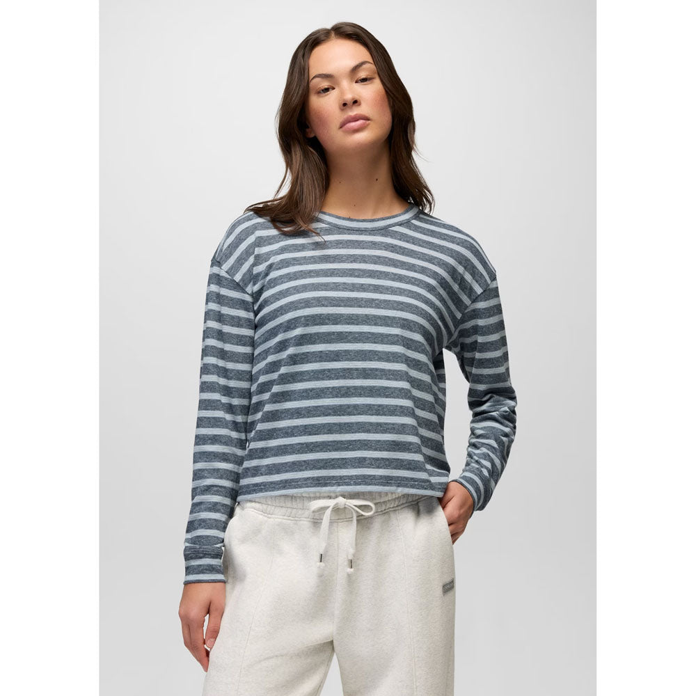 Prana Womens Cozy Up Long Sleeve Crew Glacier Skies Stripe