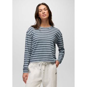 Prana Womens Cozy Up Long Sleeve Crew Glacier Skies Stripe