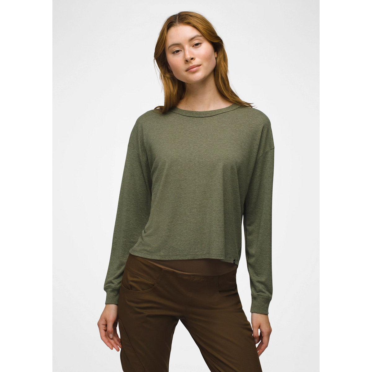 Prana W Cozy Up LS Crew Rye Green