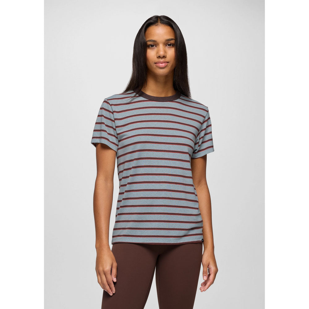 Prana Womens Cozy Up Short Sleeve Crew Saltwater Stripe