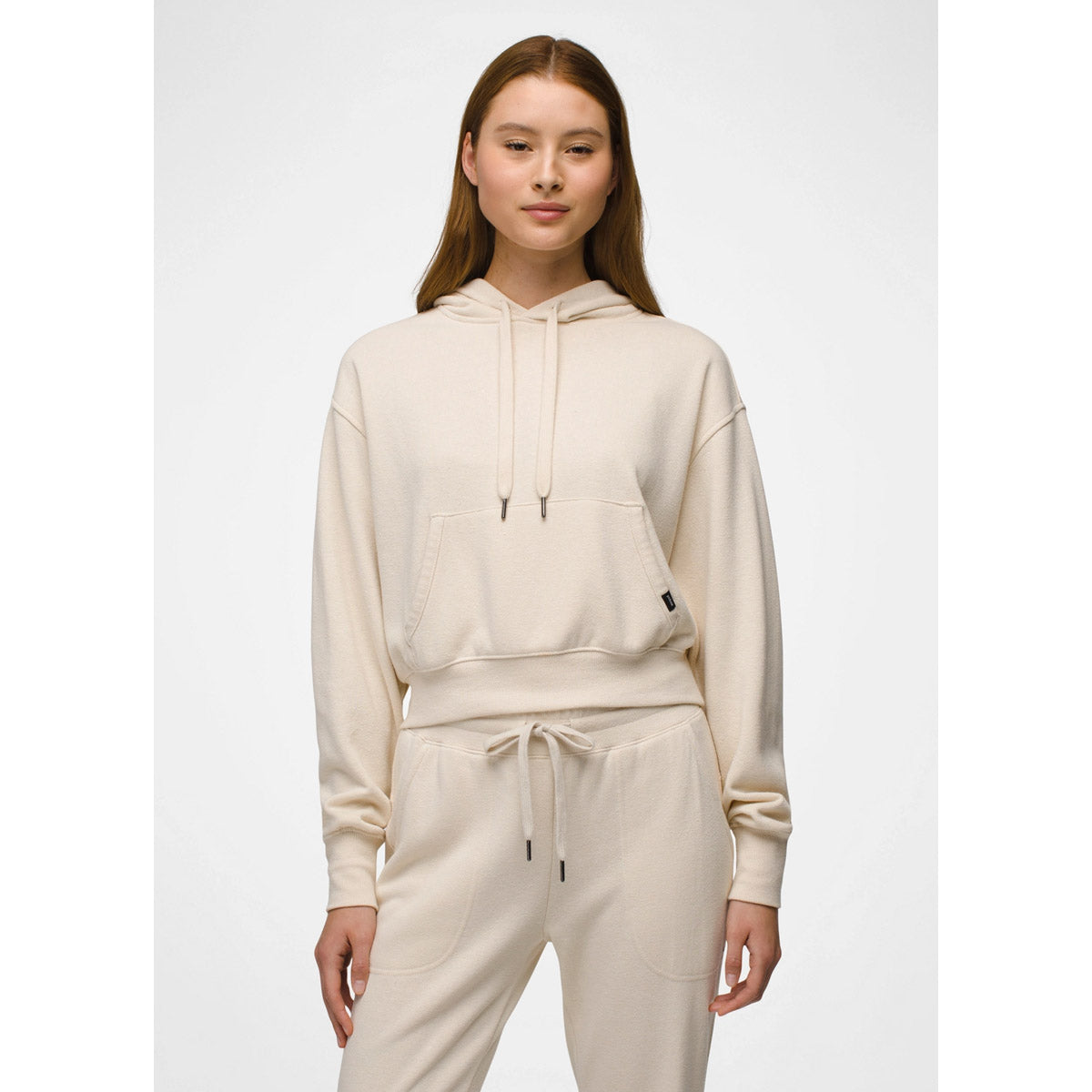 Prana W Cozy Up Crop Hoodie Canvas Heather