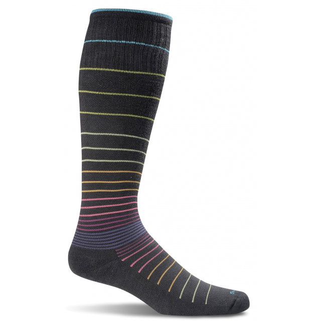 Sockwell Women&#39;s Circulator Graduated Compression Socks 901 Black 2 Stripe: