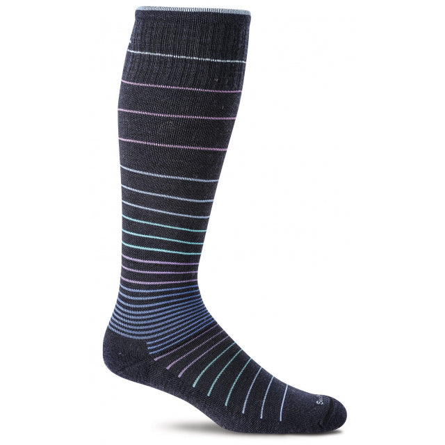 Sockwell Womens Circulator Graduated Compression Socks Navy Stripe: