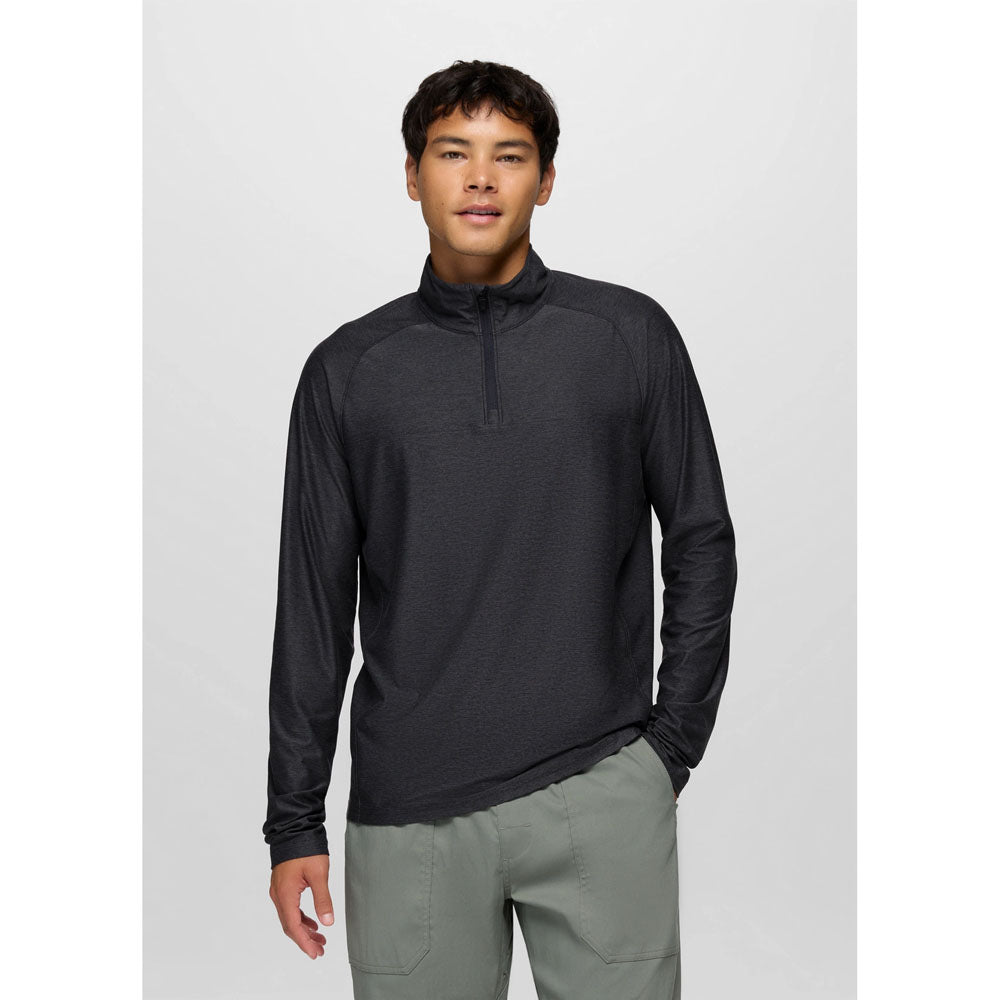 Prana Mens Altitude Tracker Light 1/4 Zip Black Heather