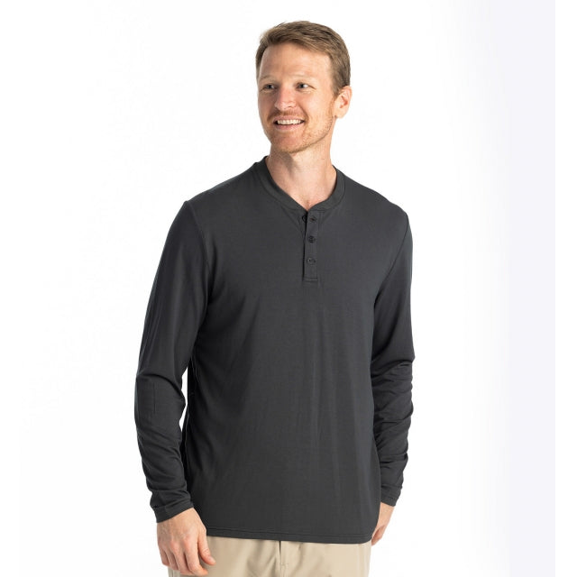 Free Fly Apparel Mens Bamboo Flex Long Sleeve Henley 325 Storm Cloud