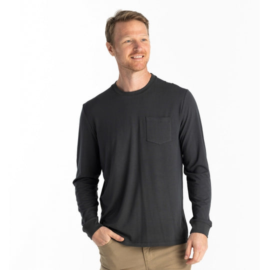 Mens Bamboo Flex Long Sleeve Pocket Tee