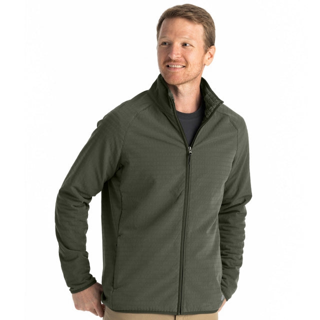 Free Fly Apparel Mens Gridback Fleece Jacket Dark Olive