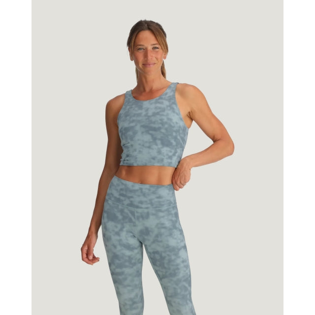 Free Fly Apparel Womens All Day Tank 796 Surf Washed Print Ocean Mist