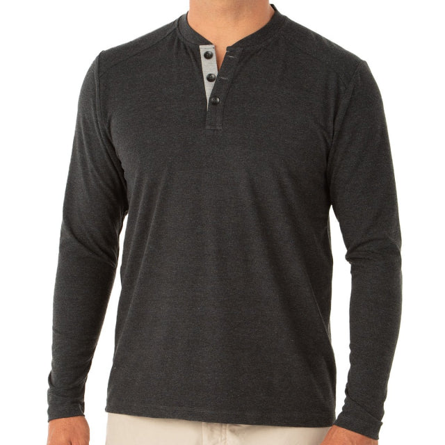 Free Fly Apparel Men&#39;s Bamboo Flex Henley 109 Heather Black