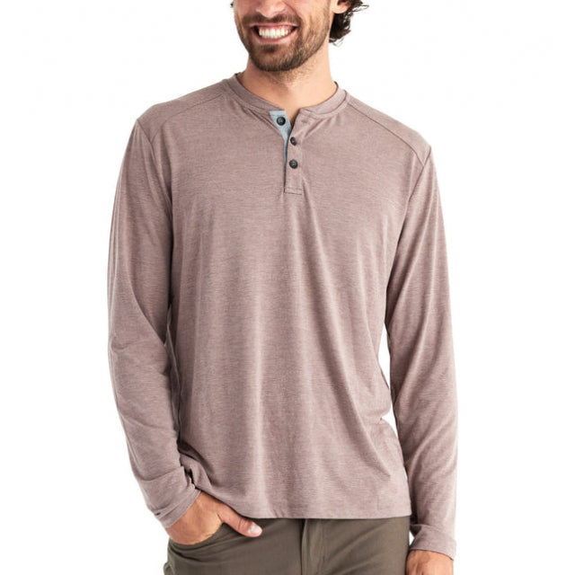 Free Fly Apparel Mens Bamboo Flex Henley 622 Heather Mustang