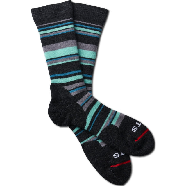 Fits Medium Hiker Striped Crew Socks 015 Charcoal