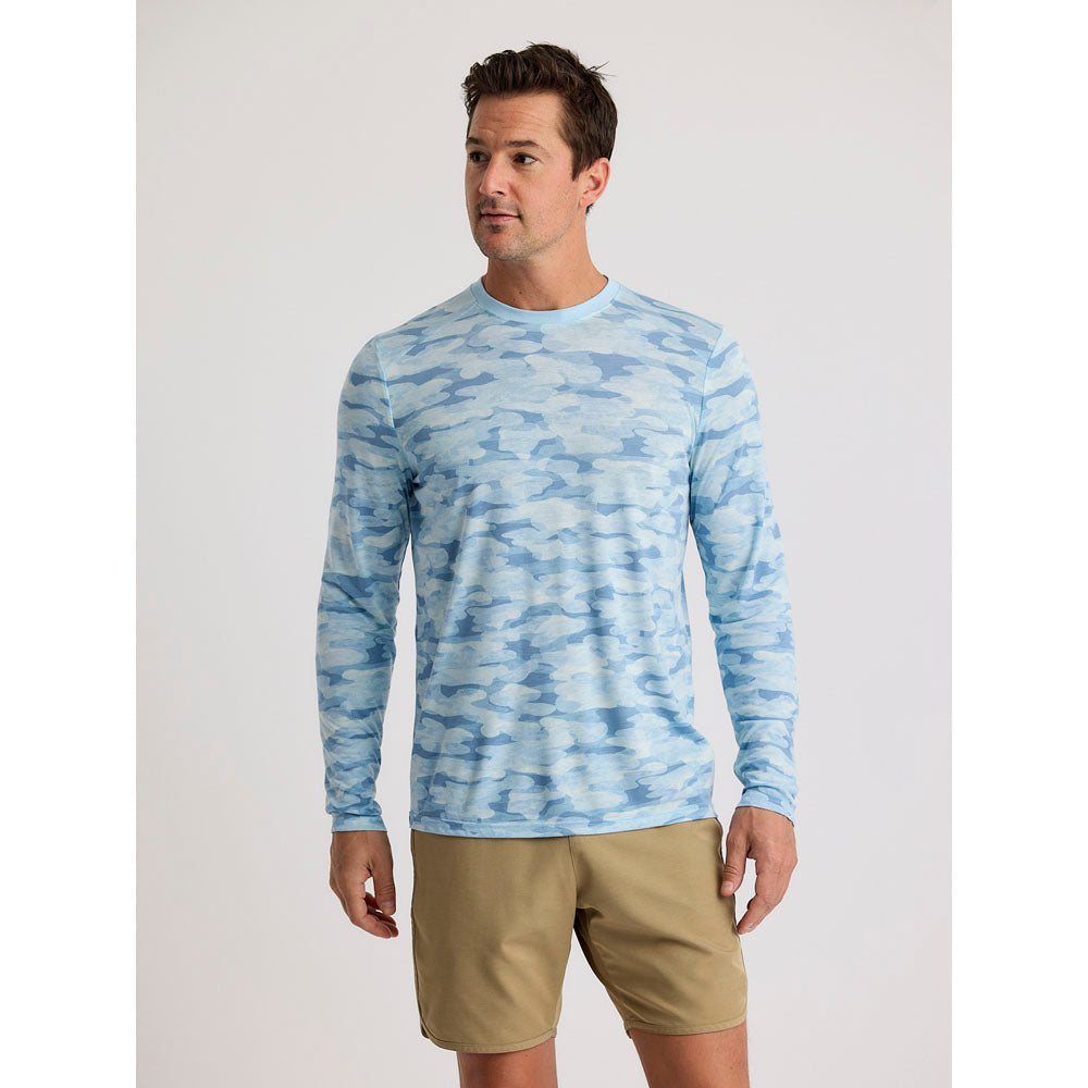Free Fly Apparel Mens Bamboo Lightweight Long Sleeve easmoke Camo - Surf Blue / S