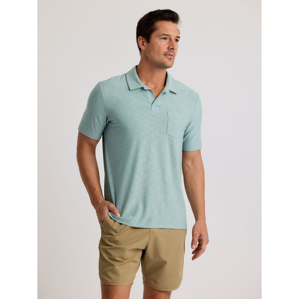 Free Fly Apparel Mens Bamboo Slub Polo II Ocean Mist