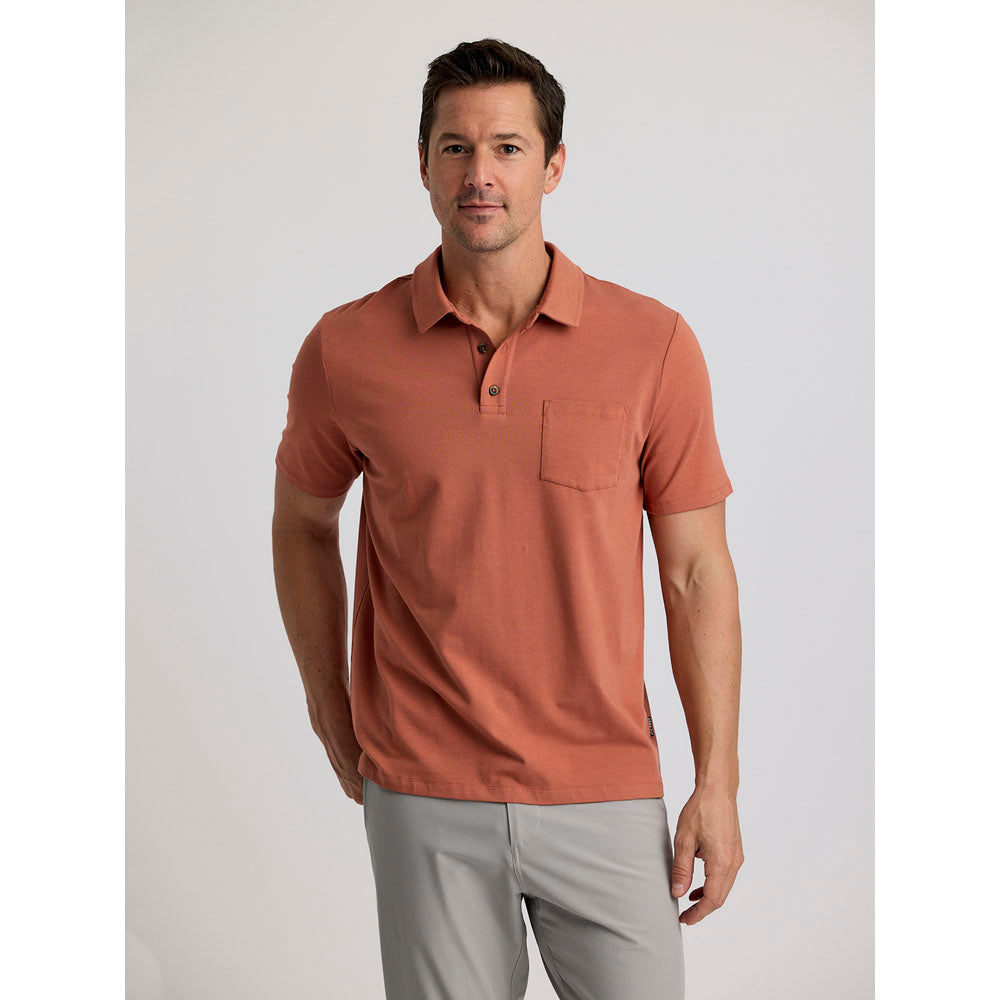 Free Fly Apparel Mens Bamboo Current Polo Redwood