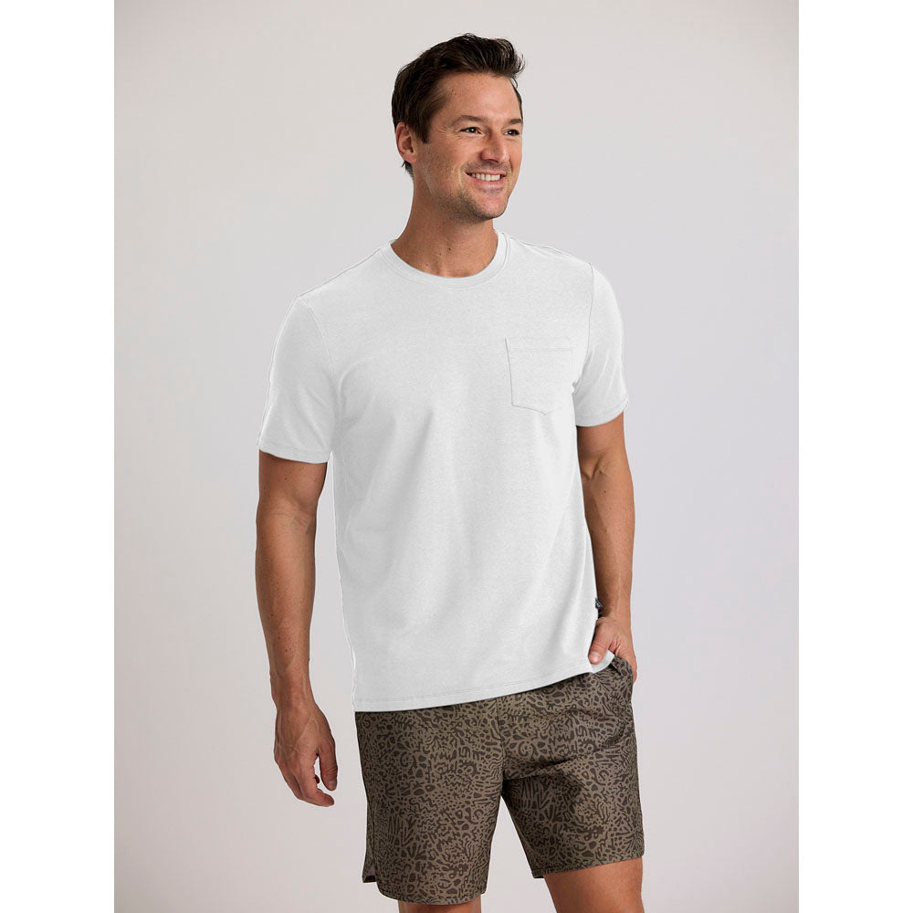 Free Fly Apparel Mens Bamboo Current Pocket Tee Bright White