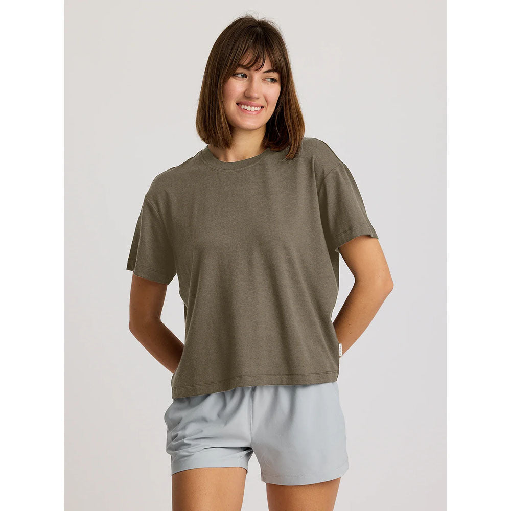 Free Fly Apparel Womens Bamboo Current Boxy Tee Fatigue