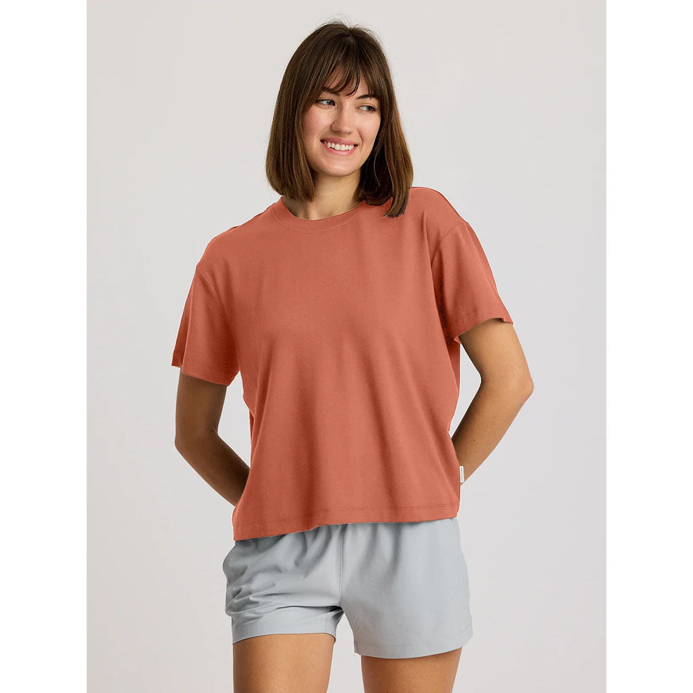 Free Fly Apparel Womens Bamboo Current Boxy Tee Redwood