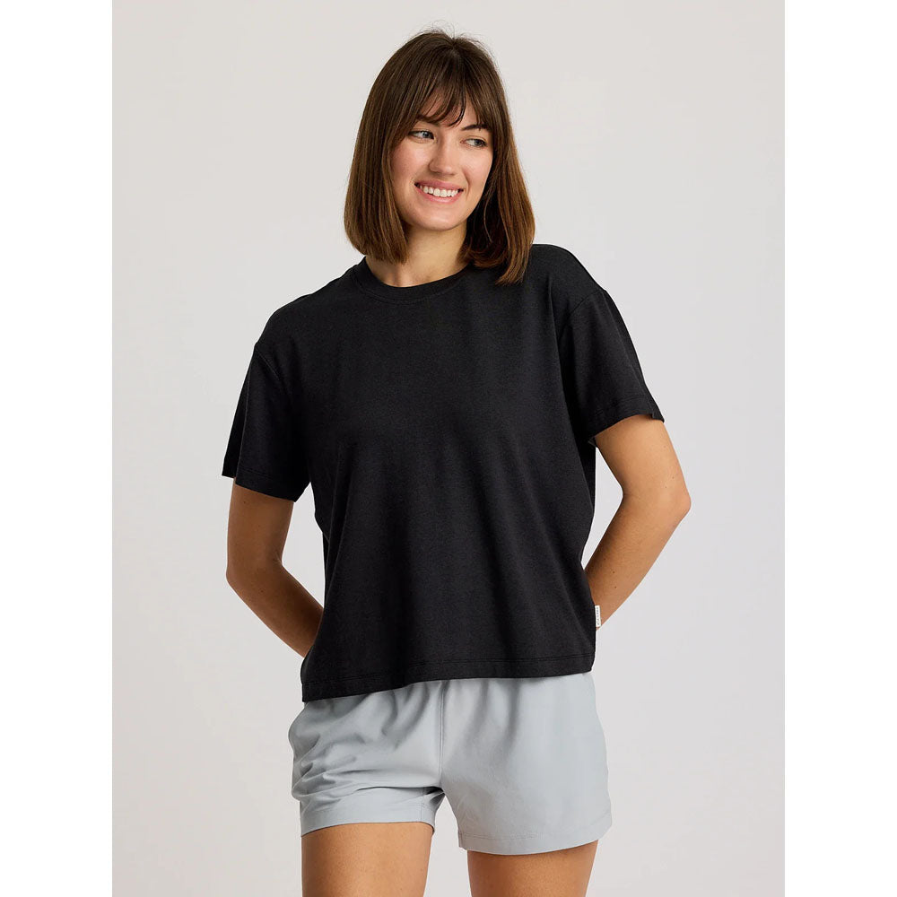 Free Fly Apparel Womens Bamboo Current Boxy Tee Black