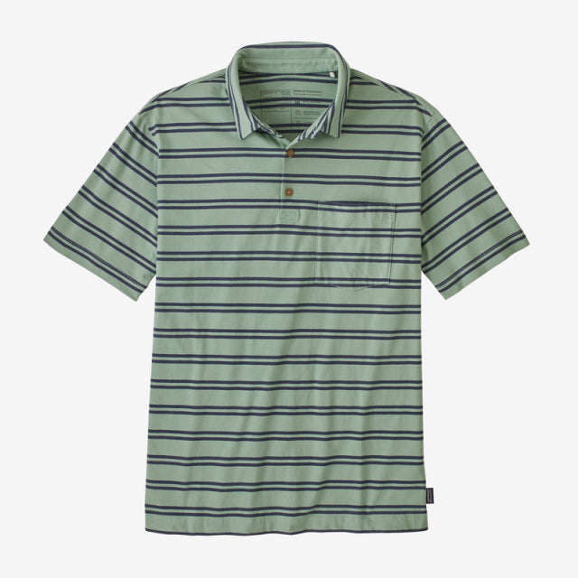 Patagonia Mens Daily Polo MIGN Mirror Stripe: Sedge Green