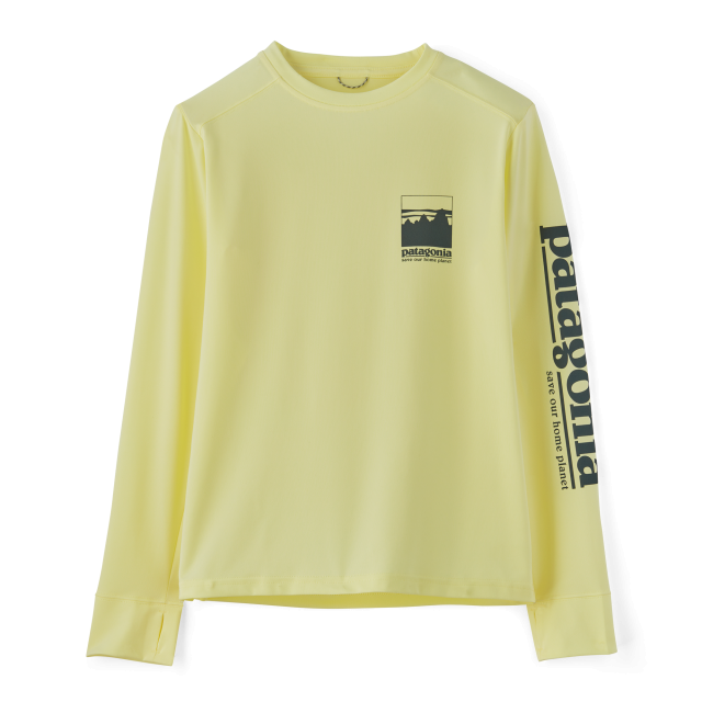 Patagonia Kids' Long-Sleeved Capilene Silkweight UPF T-Shirt AIYE Alpine Icon: Isla Yellow