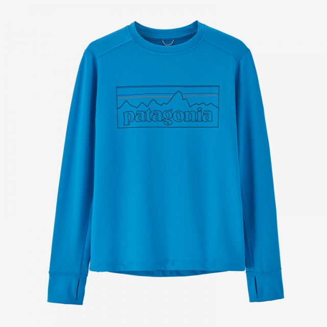 Patagonia Kids' Long-Sleeved Capilene Silkweight UPF T-Shirt POLV P-6 Outline: Vessel Blue
