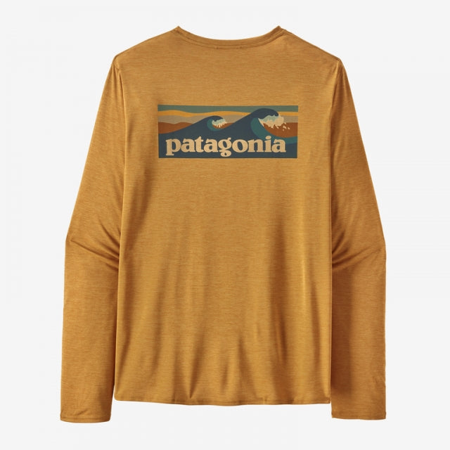 Patagonia M LS Cap Cool Daily Graphic Shirt - Waters BSPX Boardshort Logo: Pufferfish Gold X-Dye