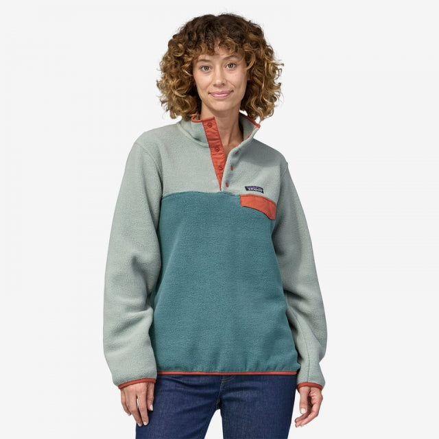 Patagonia Womens Lightweight Synchilla Snap-T Pullover Nouveau Green w/leet Green / S