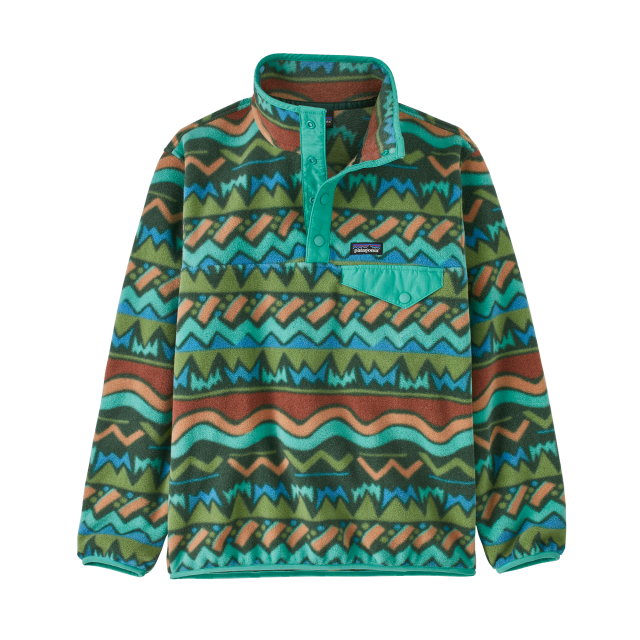 Patagonia Kids&#39; Lightweight Synchilla Snap-T Pullover LGTL Lofoten Geo: Fresh Teal