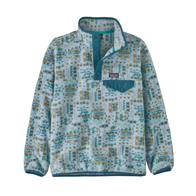 Patagonia Kids&#39; Lightweight Synchilla Snap-T Pullover WAST Wandering Woods: Steam Blue