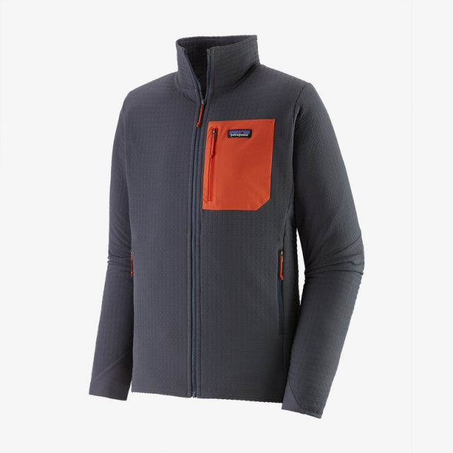 Patagonia Men&#39;s R2 TechFace Jacket Smolder Blue w/Metric Orange