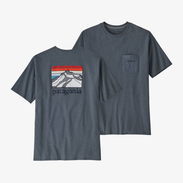 Patagonia Men&#39;s Line Logo Ridge Pullovercket Responsibili-Tee PLGY Plume Grey