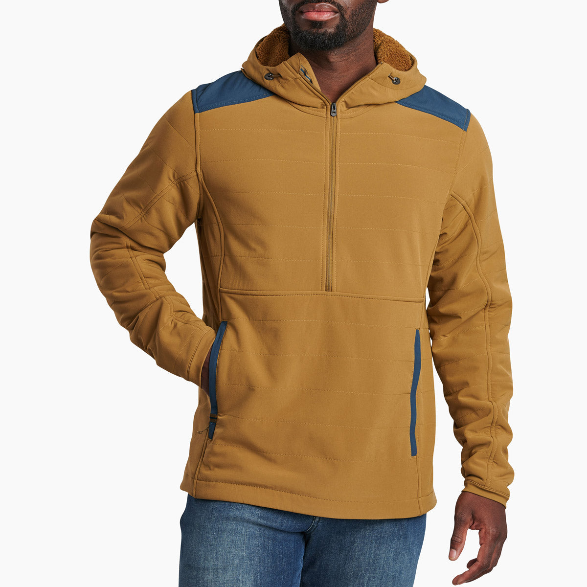 Kuhl Men's Aero Fleece Pullover Dark Khaki/Blue Spruce