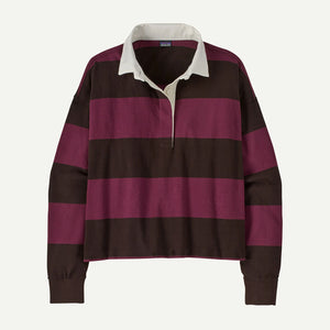 Patagonia Womens Long-Sleeved Rugby Shirt Wide tripe: Berry Fig / S