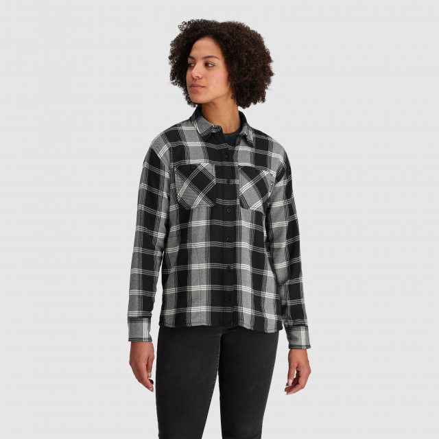 Outdoor Research W Feedback Flannel Twill Shirt 1107 Black Plaid