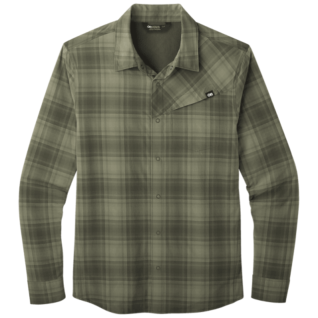 Outdoor Research Mens Astroman Long Sleeve Sun Shirt Fatigue Plaid