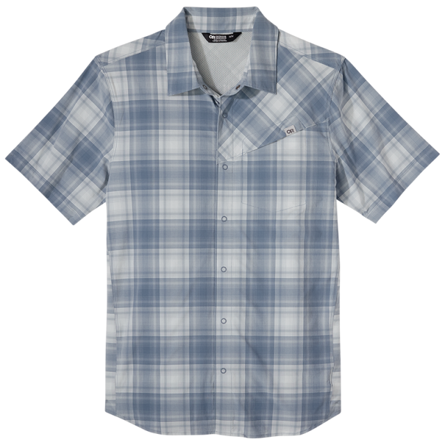 Outdoor Research Mens Astroman Short Sleeve Sun Shirt Nimbus Plaid