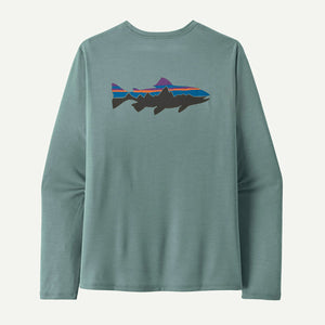 Patagonia Mens Long-Sleeved Capilene Cool Daily Shirt - Fitz Roy Trout Blue age - Light Blue Sage X-Dye / S