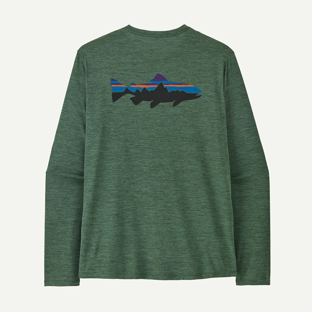 Patagonia Mens Long-Sleeved Capilene Cool Daily Shirt - Fitz Roy Trout Canopy Green - ight Canopy Green X-Dye / L