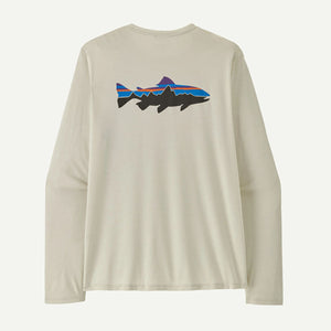 Patagonia Mens Long-Sleeved Capilene Cool Daily Shirt - Fitz Roy Trout Dyno White