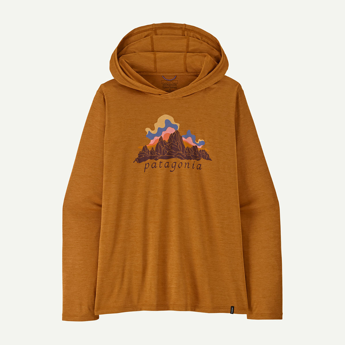 Patagonia Womens Capilene Cool Daily Hoody - Fitz Roy Nimbus Cinnamon Brown - Dark Cinnamon Brown X-Dye
