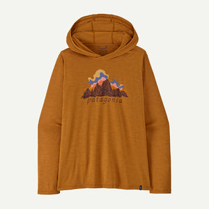 Patagonia Womens Capilene Cool Daily Hoody - Fitz Roy Nimbus Cinnamon Brown - Dark Cinnamon Brown X-Dye