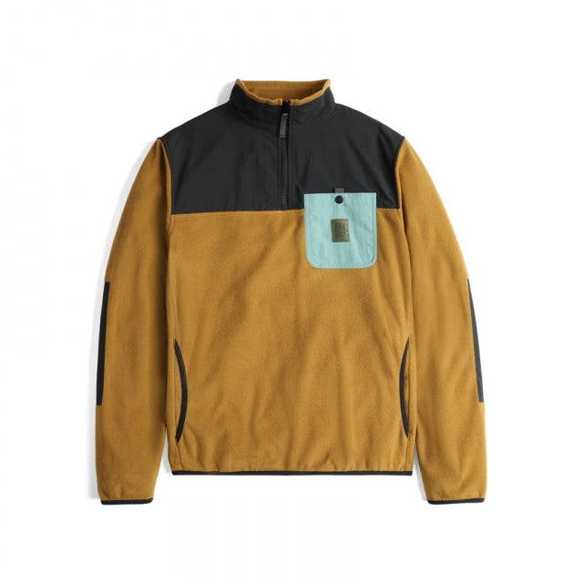 Topo Designs M Vista 1/4 Zip Lightweight Fleece 251 Dark Khaki/Black
