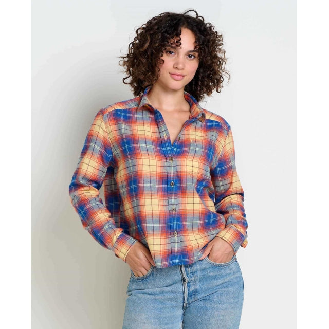 Toad&Co. W Re-Form Flannel Boxy LS Shirt 975 Straw Multi Ombre