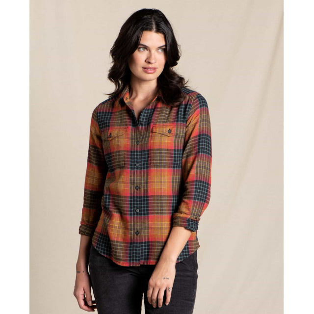 Toad&Co. Womens Re-Form Flannel Long Sleeve Shirt 846 Cedar Ombre