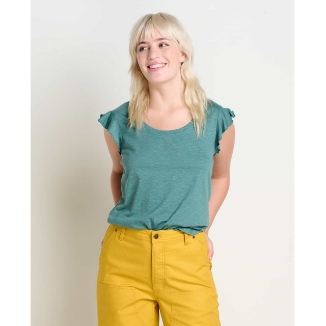 Toad&amp;Co. Womens Rufflita II Tee 321 Silver Pine