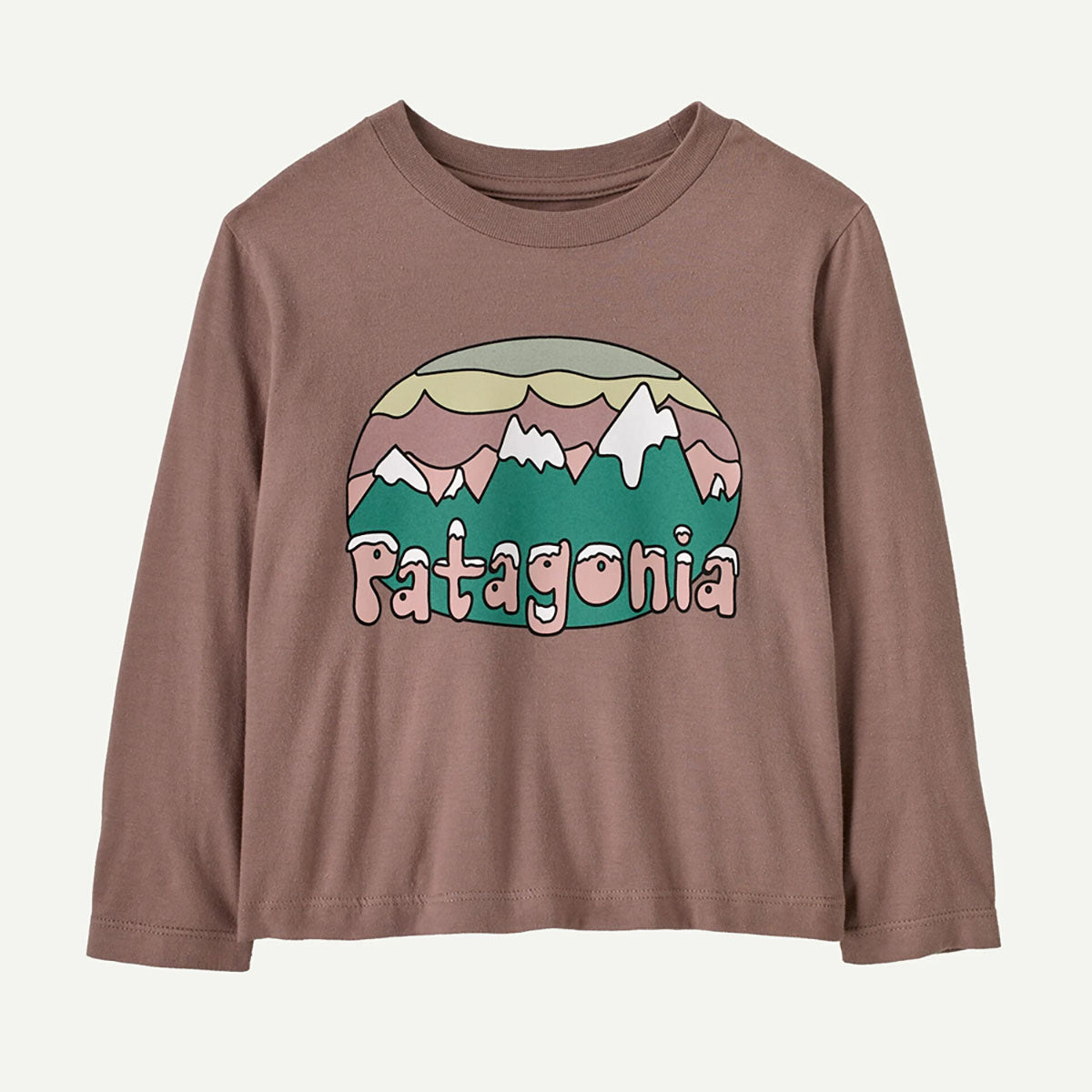Patagonia Baby Long-Sleeved Fitz Roy Flurries T-Shirt Moonrise Taupe