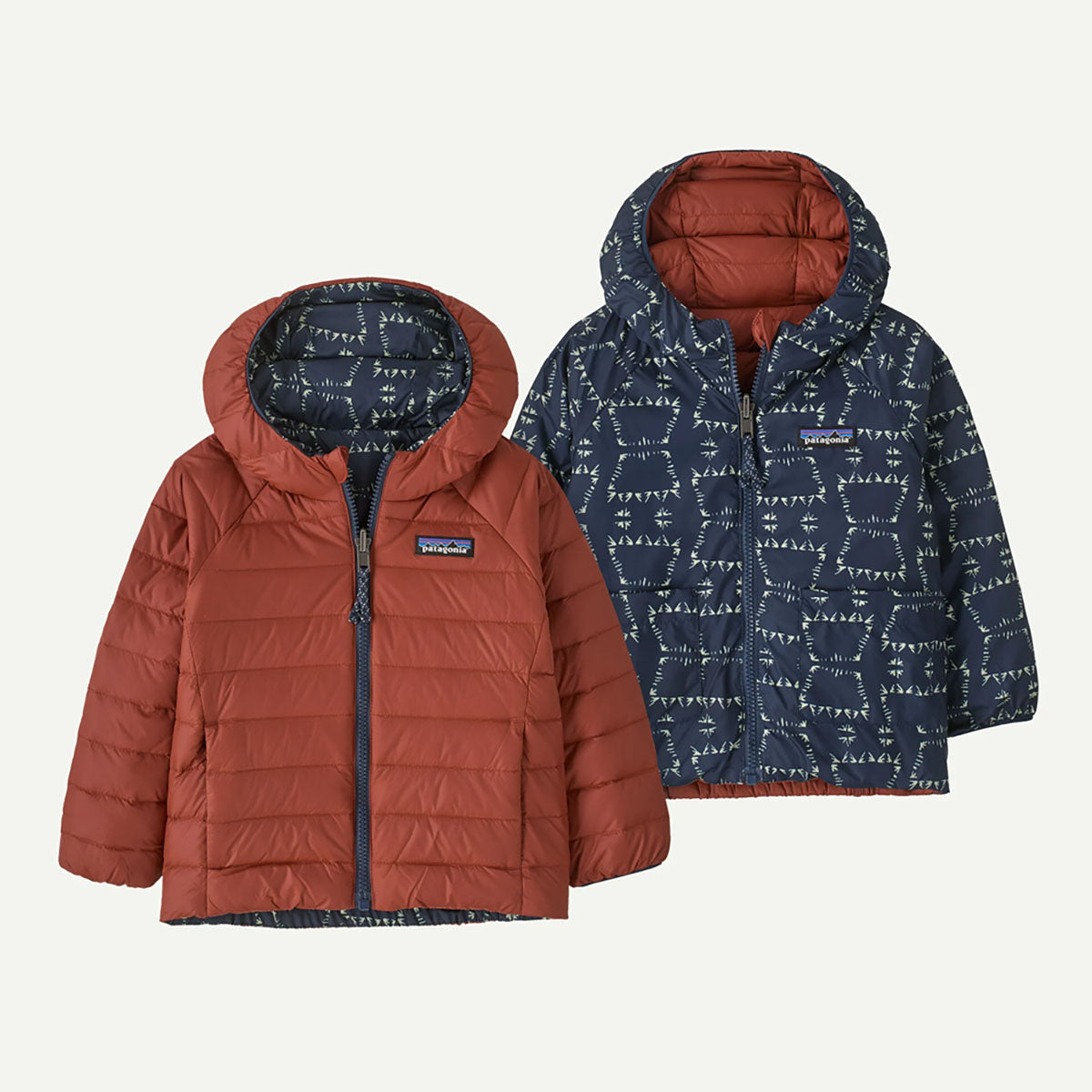 Patagonia Baby Reversible Down Sweater Hoody Snowshoe Hare: New Navy